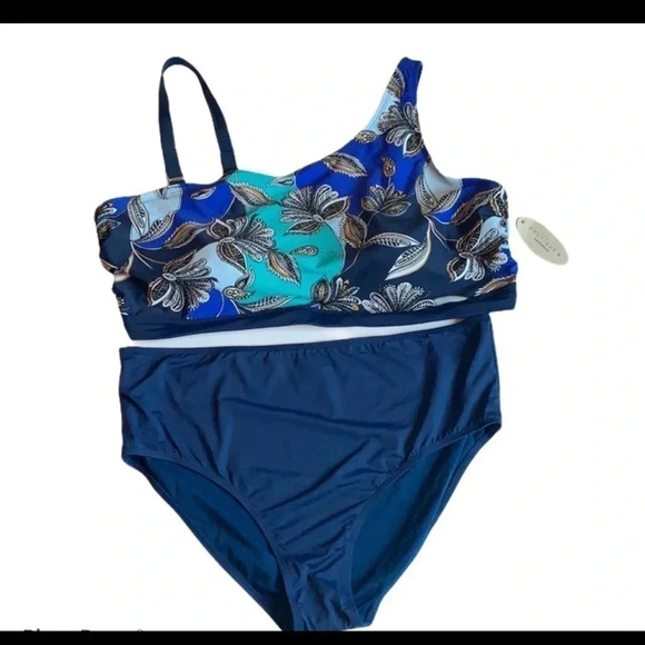 Blue Paisley Swim Tank Bikini Top and Swim Brief - Picture 1 of 15